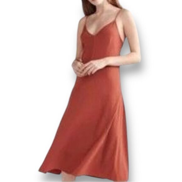 THAKOON Women’s Spaghetti Straps Midi Slip-dress in the Size 6 in Rust Color - Picture 4 of 16